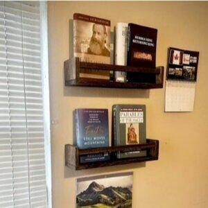 Nursery Book Shelves, Set of 2 Wood Floating Book Shelves for Kids Room